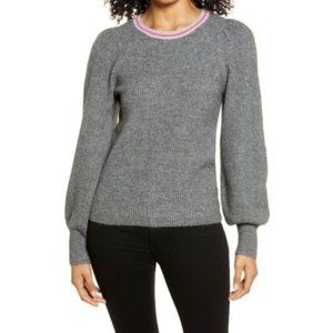 HALOGEN Blouson Sleeve Knit Sweater Grey Dark Heather Grey - NWT - Size Small